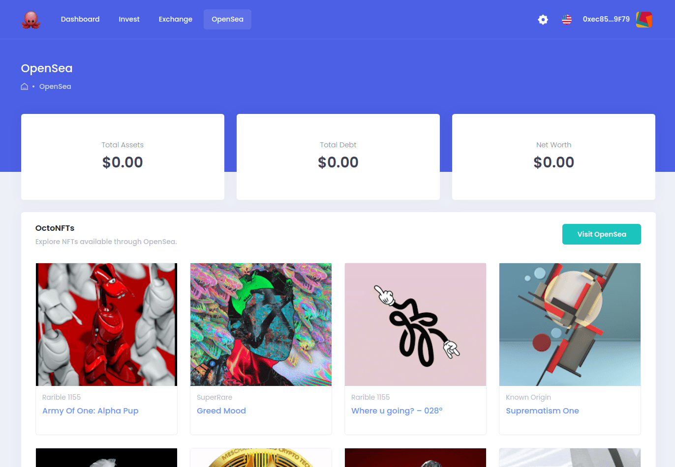 Screenshot of OpenSea Integration project